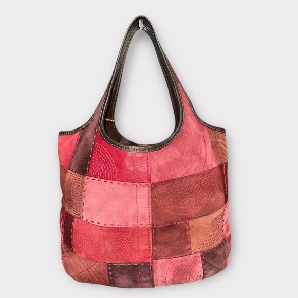 Coach Ergo Pieced Large Bag 11310 Pink Suede Limited Edition Patchwork Hobo +Tag - Picture 4 of 8